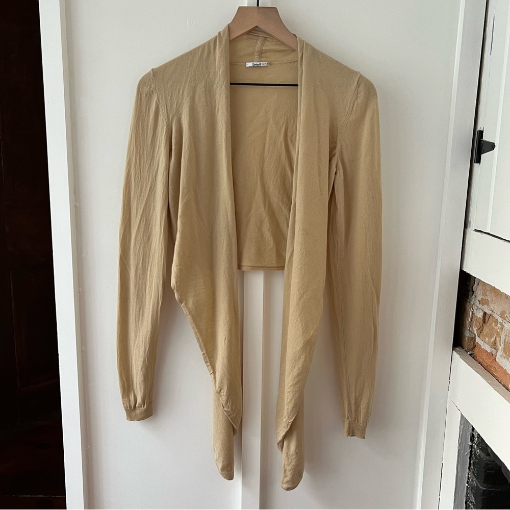 WOLFORD tan wool wrap cardigan